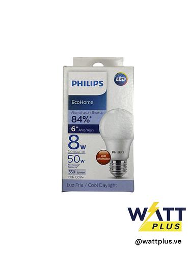 BOMBILLO LED ECOHOME 8W E27 A-19 120V 6000K PHILIPS